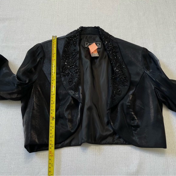 Alex Evening Black Beaded Tank Dress and Bested Trimmed Jacket Set Size 10 - Picture 10 of 12